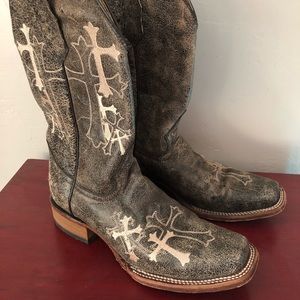 Women 9M Circle G Embroidered Cross western Boots